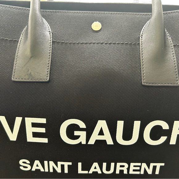 SAINT LAURENT RIVE GAUCHE LARGE BLACK CANVAS TOTE - Picture 6 of 16